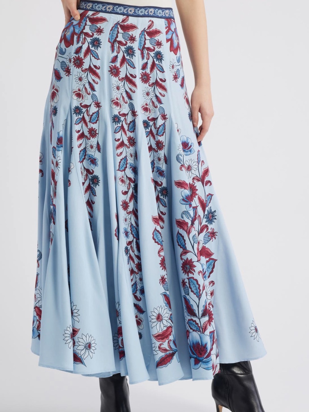 Farm Rio Marcelle Soft Blue Floral Maxi Skirt